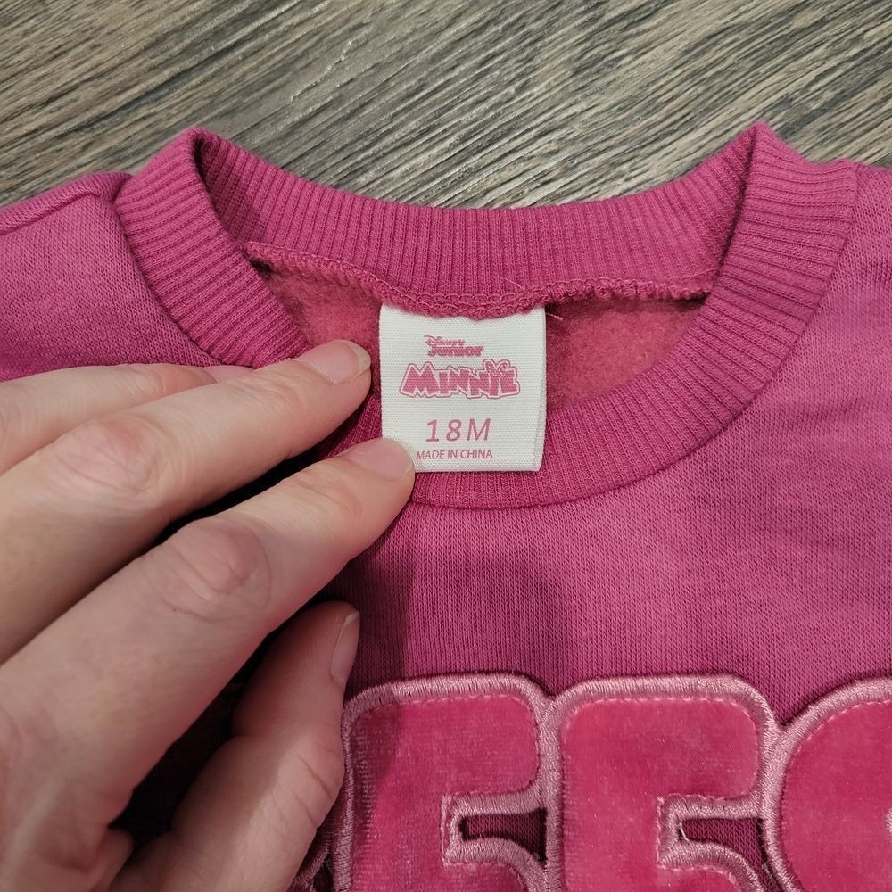 Disney Minnie Mouse BFFs Pink Graphic‎ Sweatshirt Girls Crew Neck Pullover 18M - Picture 3 of 4
